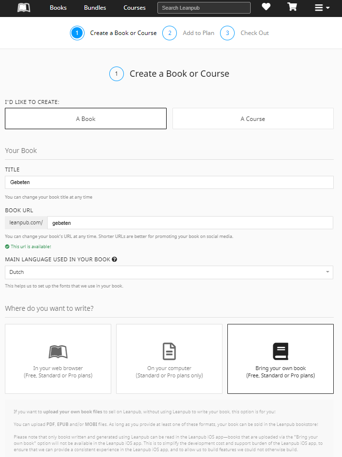 Leanpub: bring your own book (step 1)